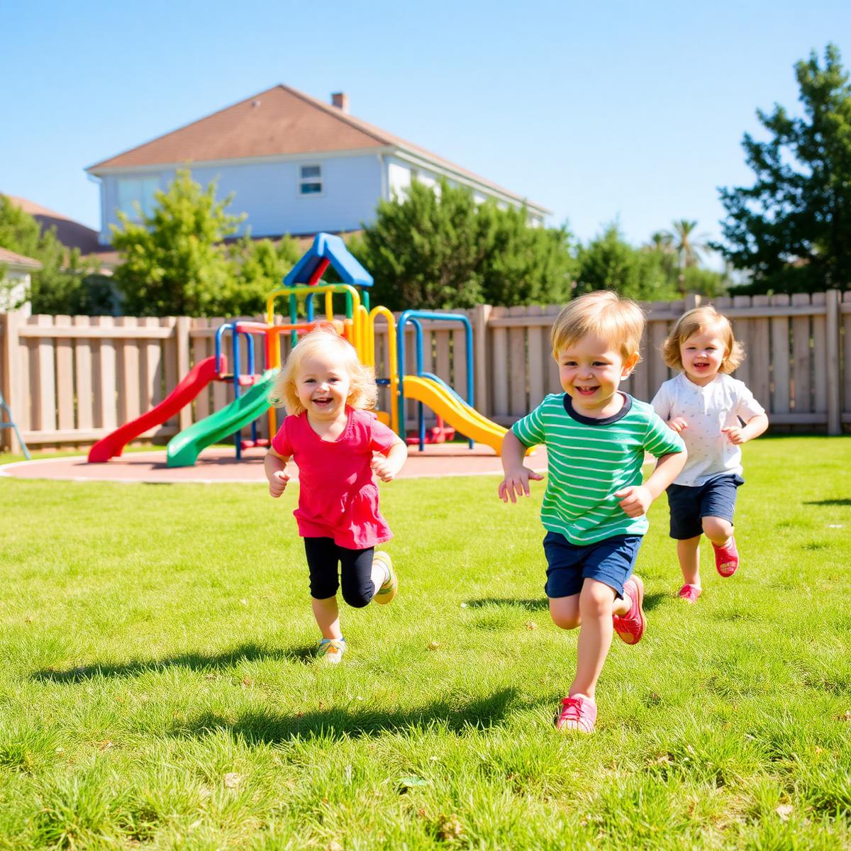 Kids running outside